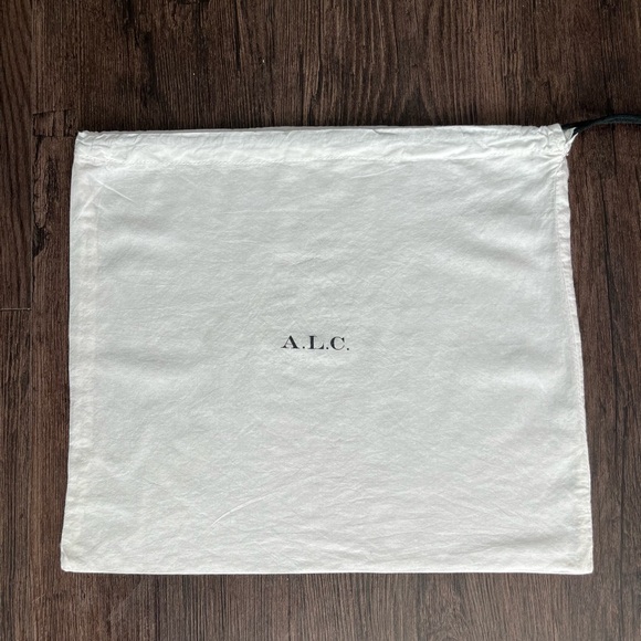 A.L.C. || 12” DUST BAG FOR HANDBAGS || WHITE WITH BLACK DRAWSTRING - Picture 2 of 5